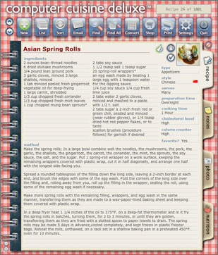 Recipe Program Main Menu